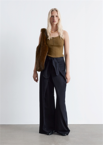 Брюки с широкими штанинами на завязках 1284629001