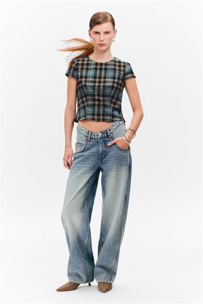 Облегающий топ из саржи с короткими рукавами 1296092001