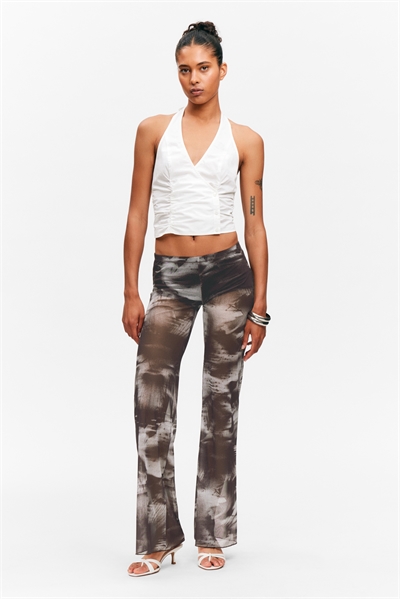 Расклешенные брюки из принтованной сетки 1301802001