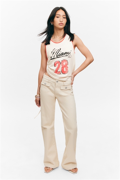 Брюки из саржи с заниженной талией и обрезанными штанинами 1266634002