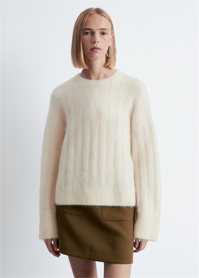 Джемпер с ребристой вязкой из мохера 1286675001