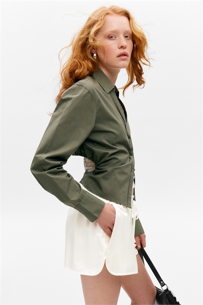 Обрезанная рубашка с открытой спиной 1264762002