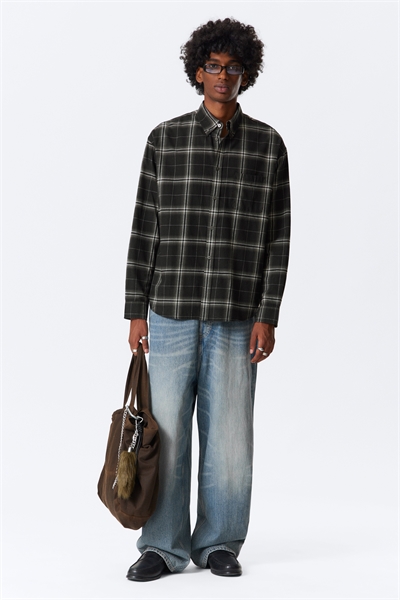 Фланелевая рубашка свободного покроя в клетку 1298074001