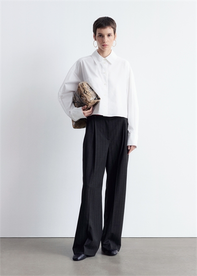 Укороченная хлопковая рубашка оверсайз 1315891001