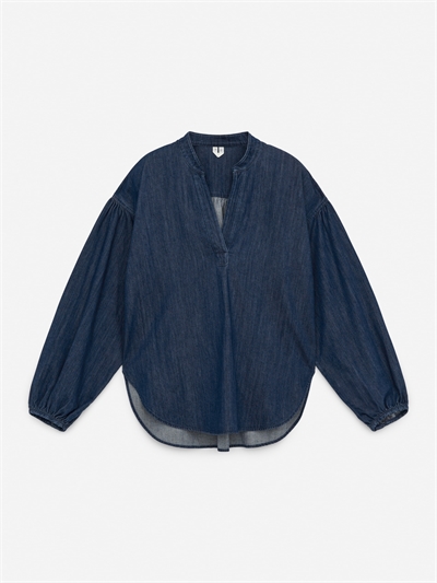 Джинсовая блузка с объемными рукавами 1278386001