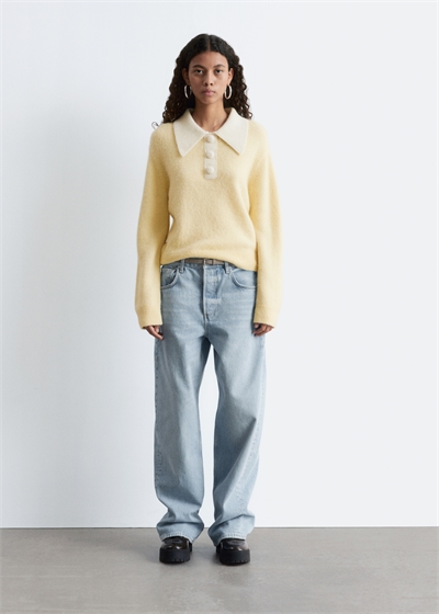 Джемпер с воротником из смеси альпаки и мериносовой шерсти 1289278002