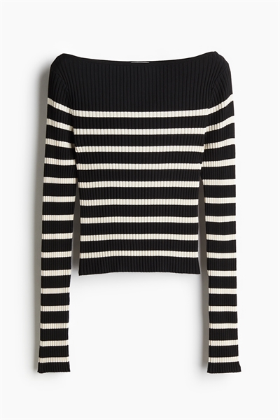 Трикотажный топ с вырезом лодочкой 1227735010