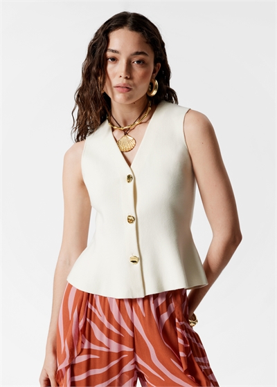 Вязаный жилет с пеплумом 1288450001