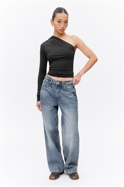 Нейлоновый топ с драпировкой на одно плечо 1265808001