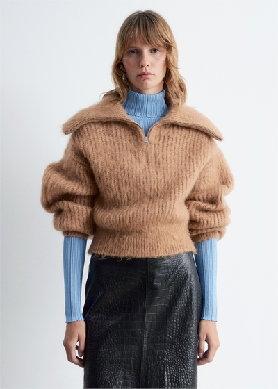 Свитер на молнии с ребристой вязкой 1315881001