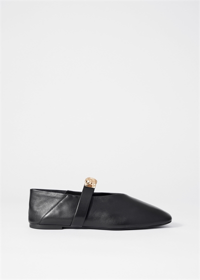 Украшенные кожаные балетки 1268776001