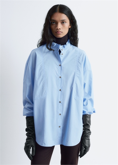 Хлопковая рубашка с длинным воротником-стойкой 1315178002