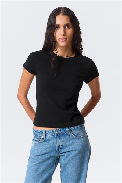 Тонкая хлопковая футболка с короткими рукавами 1266607002