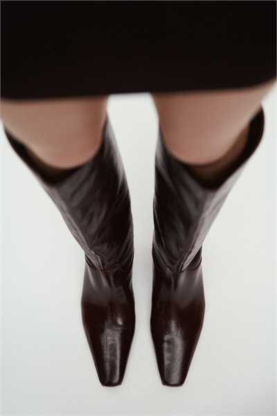 Кожаные сапоги до колена 1296628001