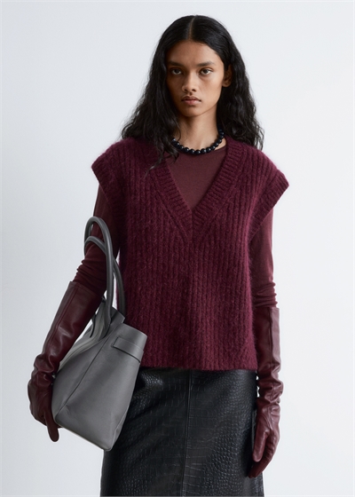 Вязаный жилет с V-образным вырезом из смеси мохера и шерсти 1259893002