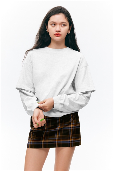 Двухслойная футболка с длинными рукавами, оверсайз 1267764002