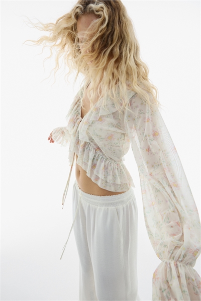 Блузка из сетки с отделкой из жалюзи 1308351002