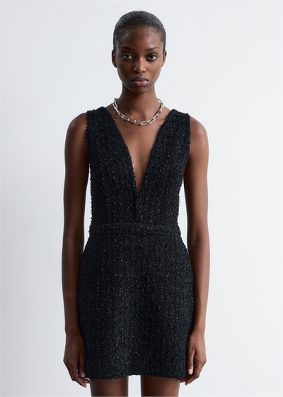 Текстурированное мини-платье с V-образным вырезом 1289073001