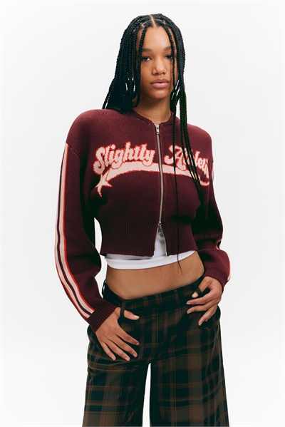 Обрезанный жаккардовый кардиган на молнии 1295366003