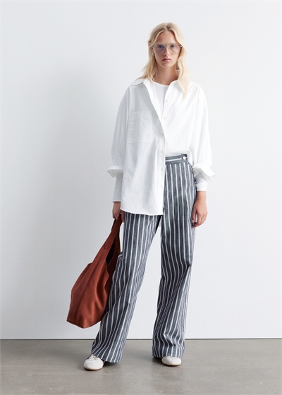 Хлопковые брюки в полоску 1290562002