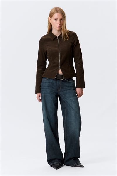 Приталенная вельветовая куртка на молнии 1285385002