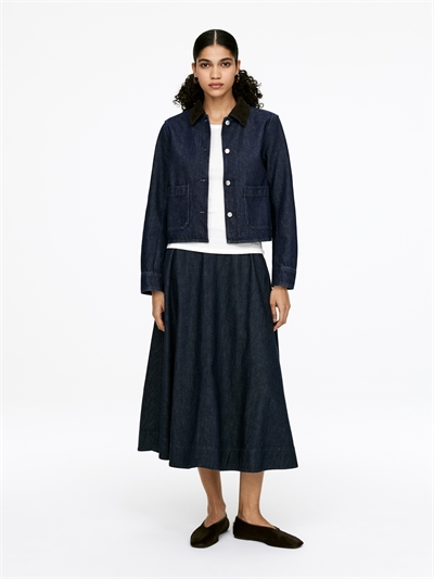 Джинсовая оверсайз рубашка с вельветовым воротником 1294785002