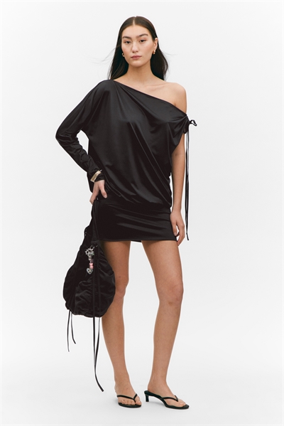 Драпированное платье из джерси с одним рукавом 1267421002