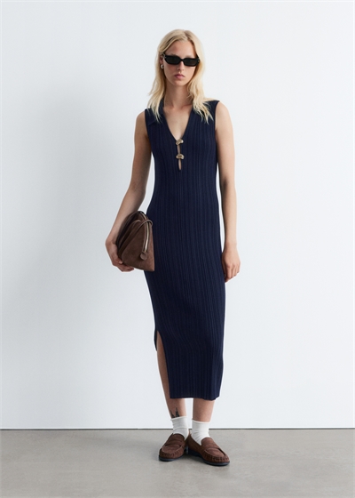Платье-миди из трикотажа в рубчик 1292903001