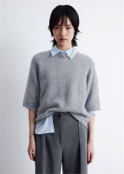 Трикотажный топ из смеси альпаки и мериносовой шерсти 1217076003