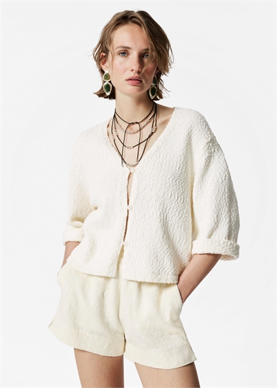 Вязаный кардиган с короткими рукавами 1277573001