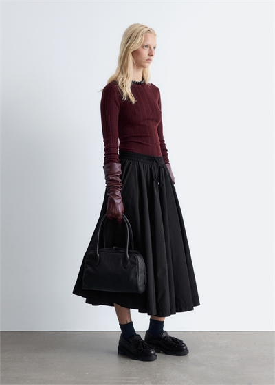 Топ с вырезом лодочки из шерсти с ребристой вязкой 1286682001