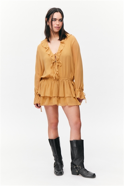 Мини-платье с V-образным вырезом с оборками 1266323003