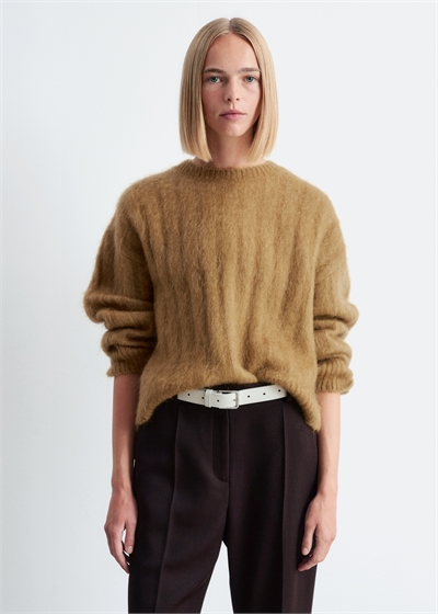 Джемпер с ребристой вязкой из мохера 1286675002