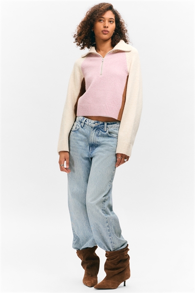 Короткий вязаный свитер на молнии 1295364001