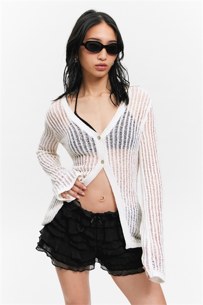 Кружевные мини-шорты с оборкой 1280389004