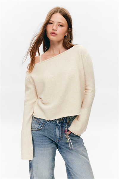 Свитер с вырезом-лодочкой из мягкой трикотажной ткани 1295333002