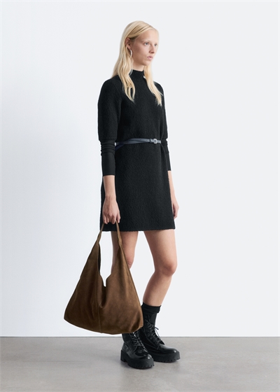 Мини-платье из букли с вырезом под мокасины 1289322001