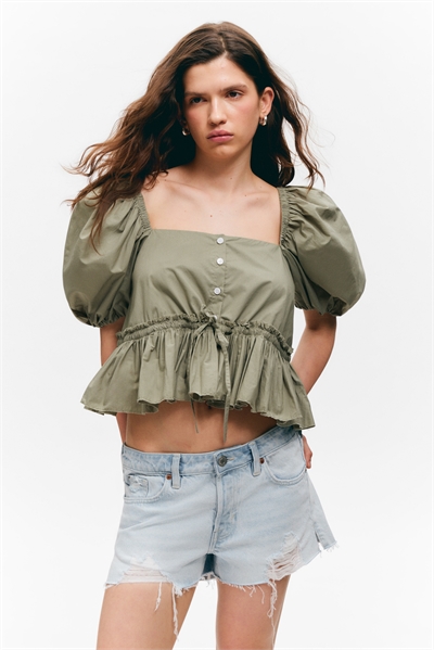 Блузка из хлопкового поплина с пеплумом 1281394002