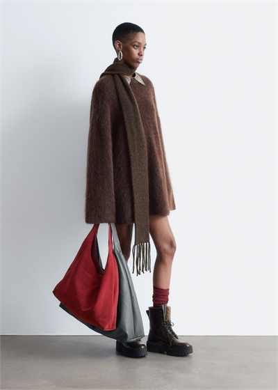 Тонкий шарф с бахромой из смеси альпаки 1289272003