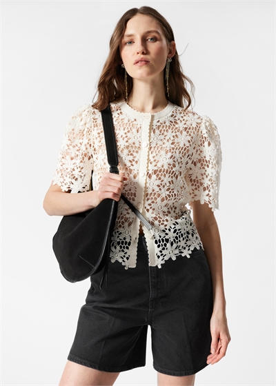 Кардиган кроше с коротким рукавом 1285105001