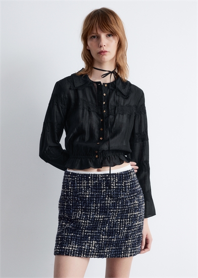 Кружевная блузка с длинными рукавами 1282655002