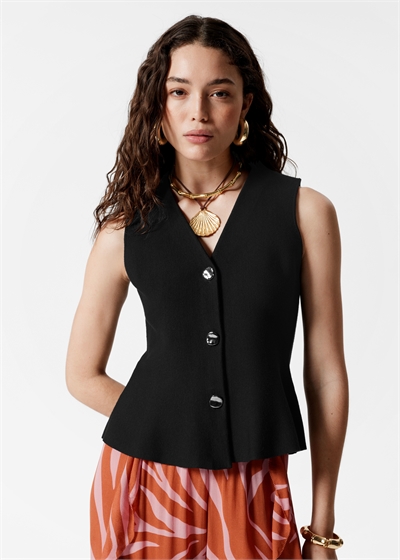 Вязаный жилет с пеплумом 1288450002