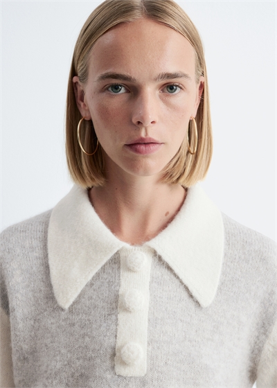 Джемпер с воротником из смеси альпаки и мериносовой шерсти 1289278004