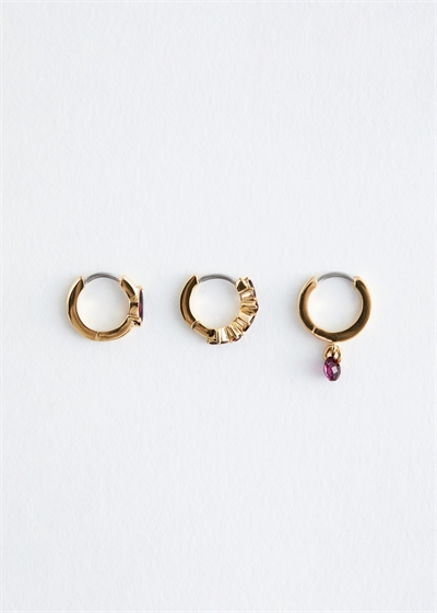 Комплект серег-обручей с кристаллами 1304807001