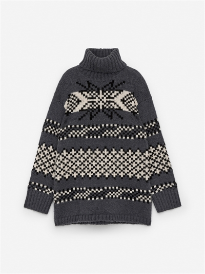 Джемпер с жаккардовым узором из шерсти и альпаки 1257290001
