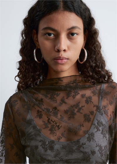 Кружевной топ с длинными рукавами 1293170002