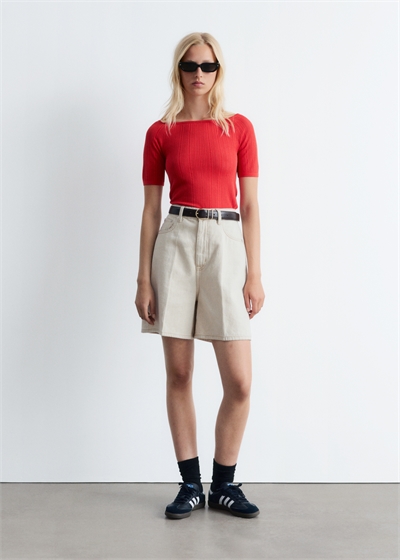 Топ без плеч с ребристой вязкой 1284598001