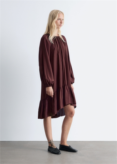 Мини-платье с воланами и рукавами-баллонами 1316333001