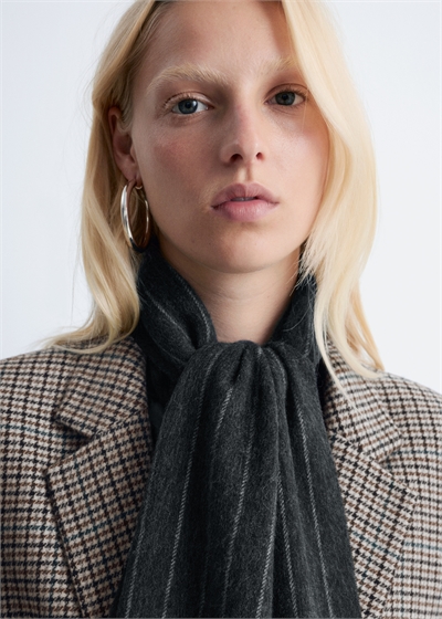 Шарф-одеяло из смеси кашемира с бахромой 1301332001