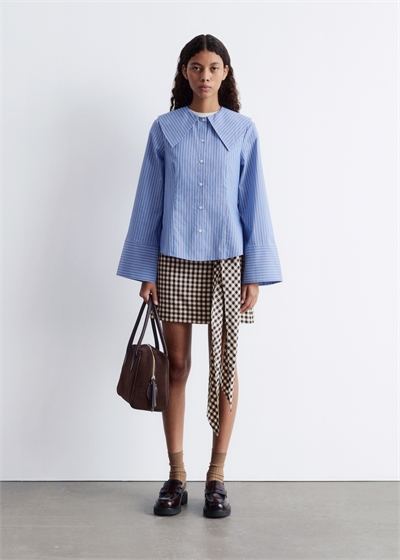 Рубашка в полоску с объемным воротником 1283461001